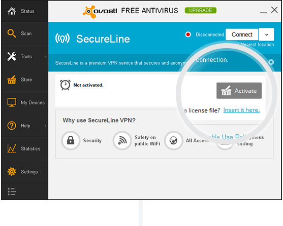 adding avast secureline license