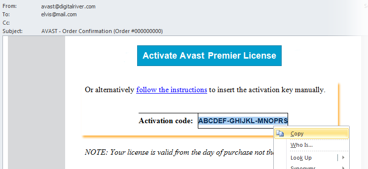 how to get activation code for avast