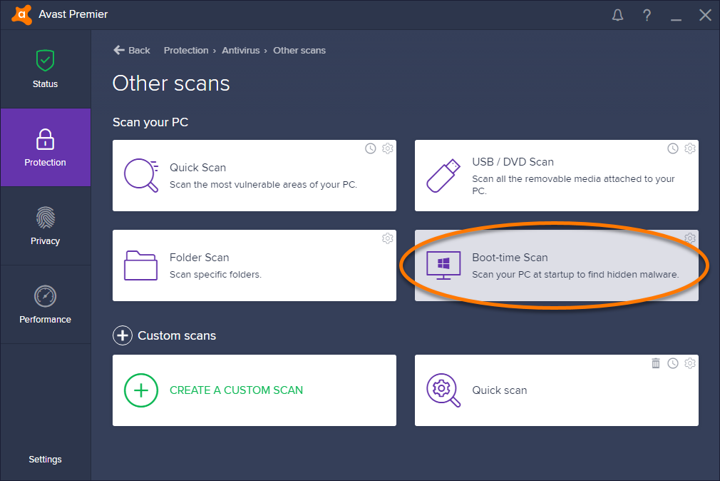 Avast boot time scan for windows 10