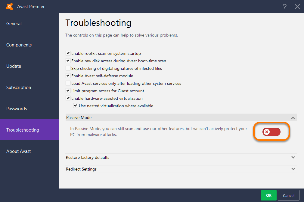 avast free passive mode