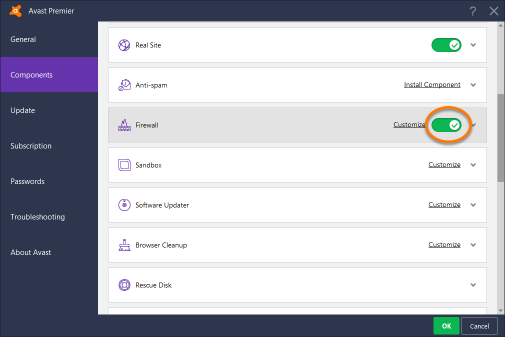 avast firewall unreplied