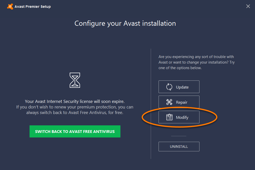 avast free which components to install