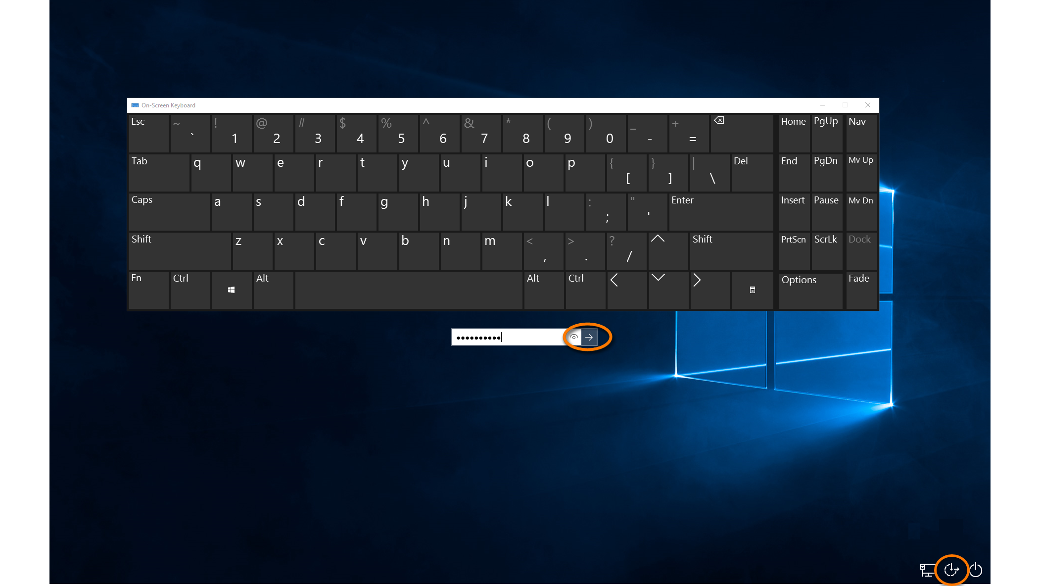 display virtual keyboard windows 10