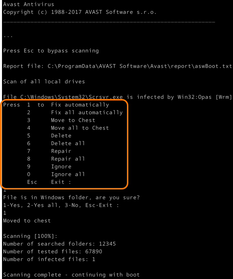 how to run avast boot time scan