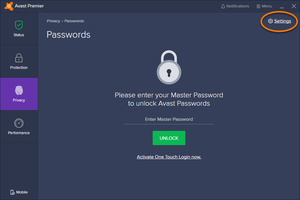 disable avast passwords