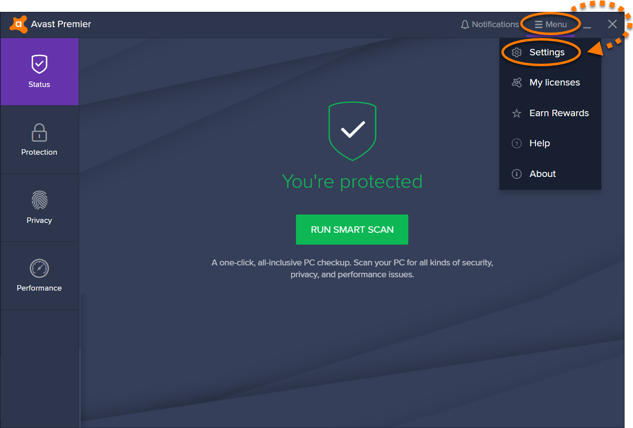 avast real time shields wont turn on