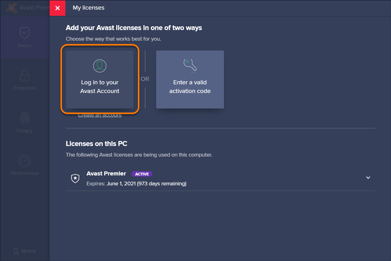 avast account management