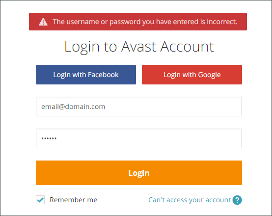 avast passwords not working when log in website