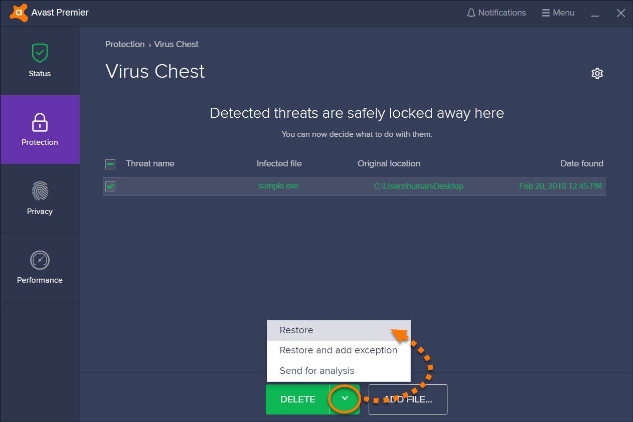 avast interfering with system restore