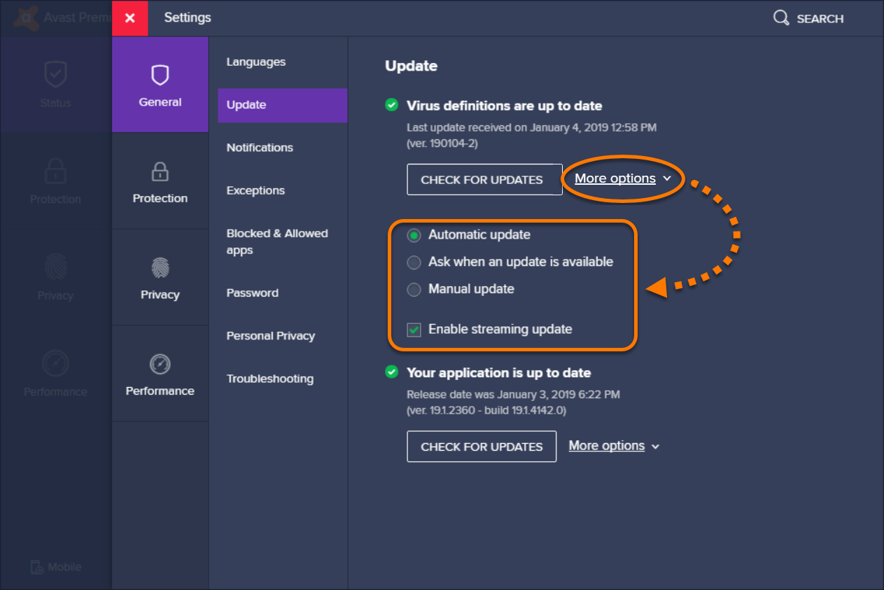 avast virus definition update failed