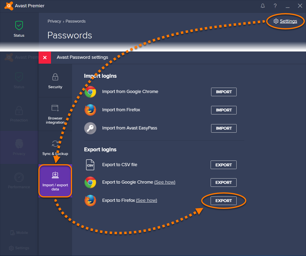 avast passwords master password