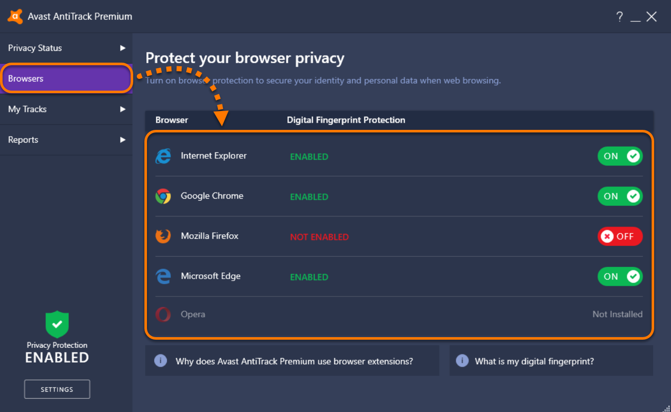 disable avast browser extension