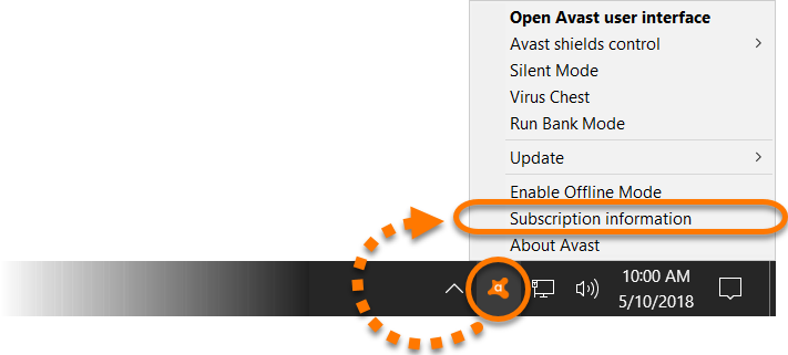 avast icon missing in system tray