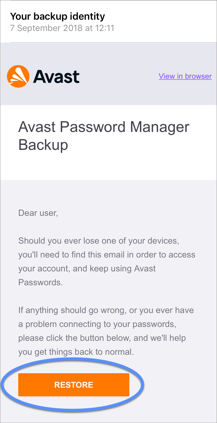 reset avast password and delete my data