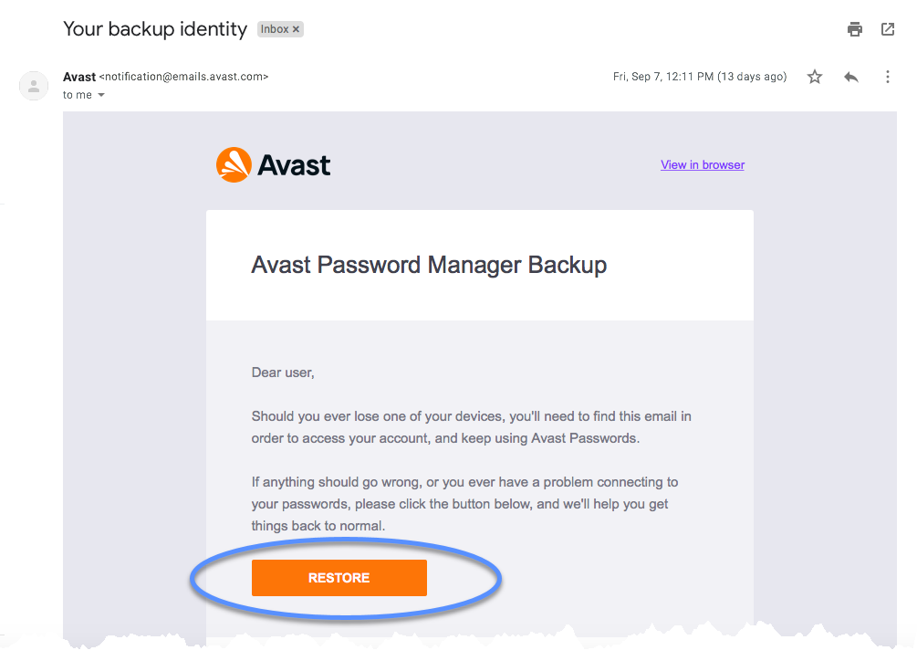 avast password manager backup email expired