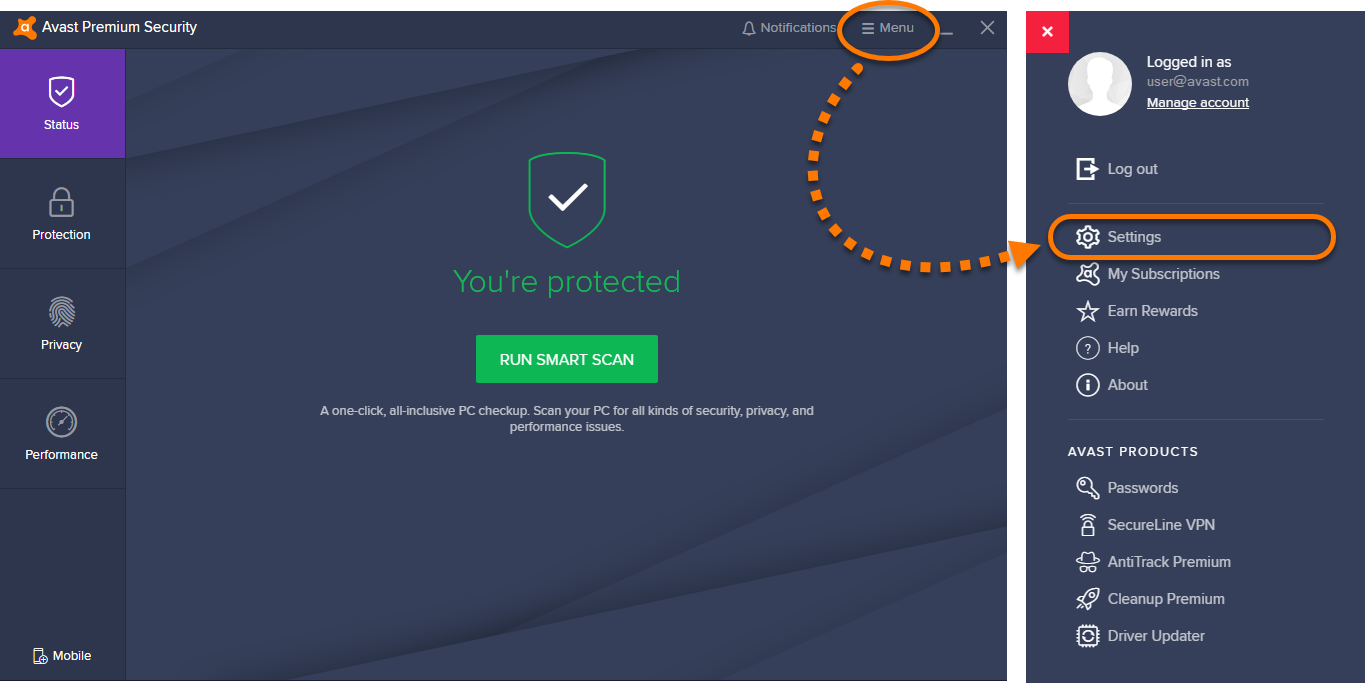 Disable avast popups