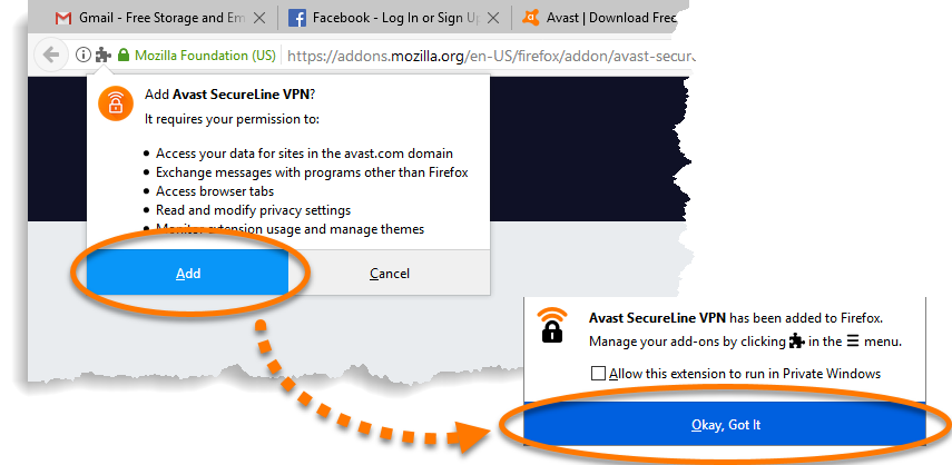 testiong avast browser extension