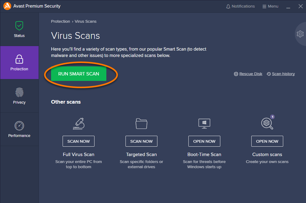 have avast look for malware in this mac