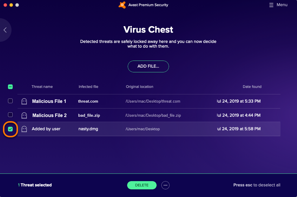 アバスト セキュリティでのウイルス チェストの使用 公式アバスト サポート