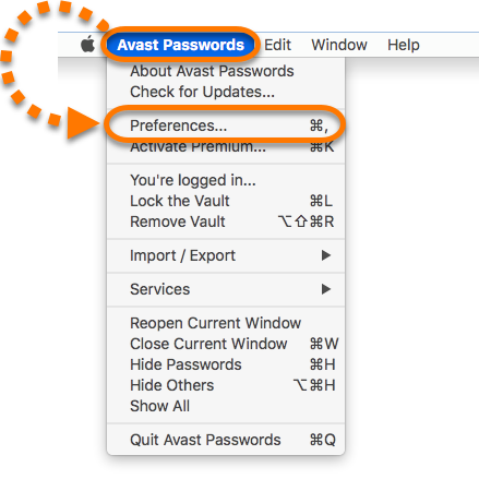 reset avast password manager mac