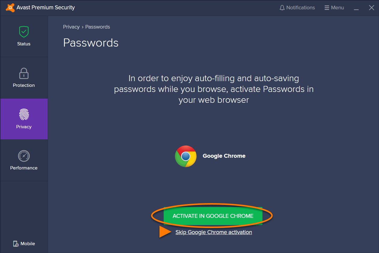 avast passwords google chrome extension
