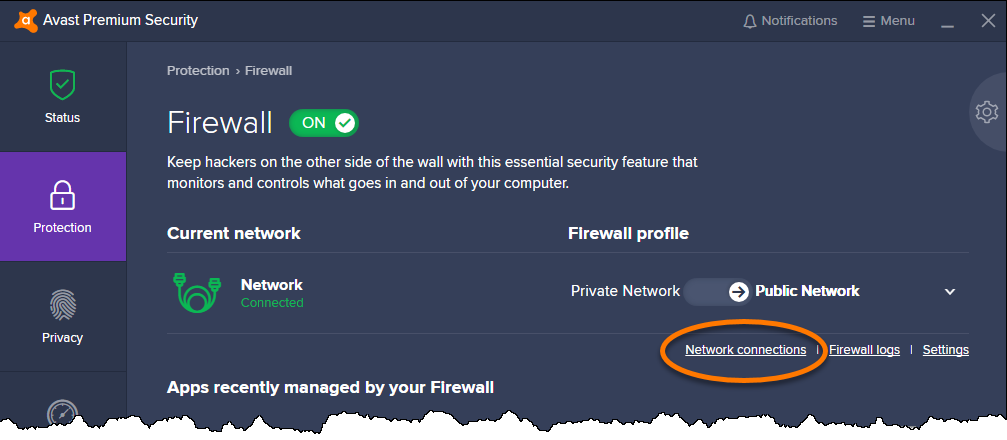 Firewall avast configurar