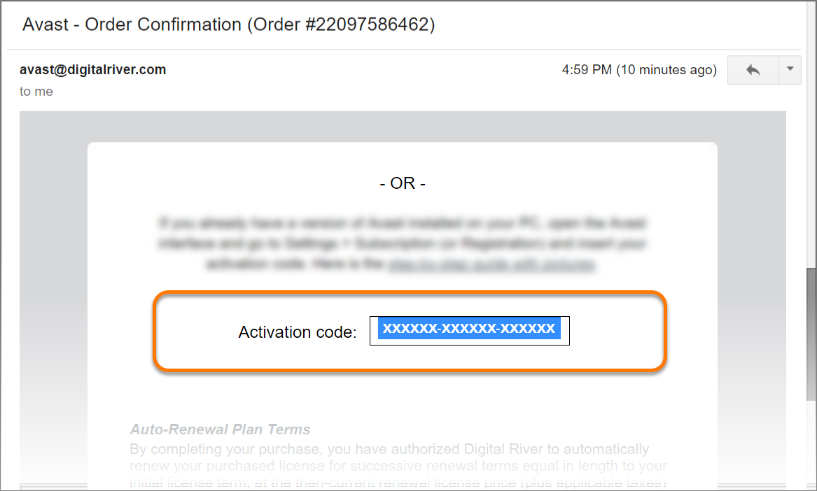 avast activation code help