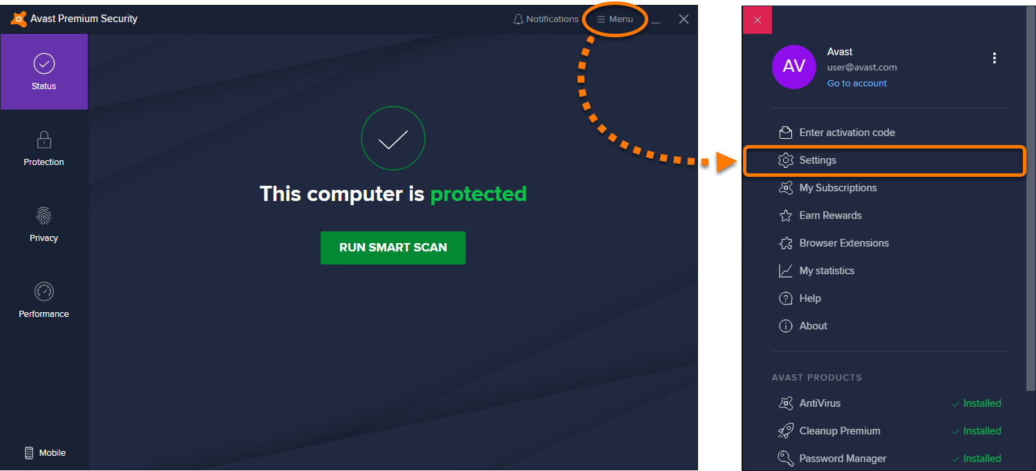 avast icon not showing in taskbar