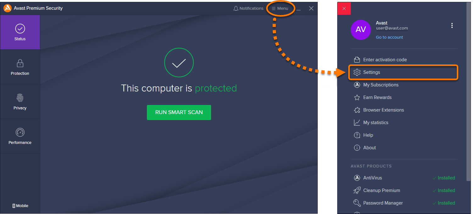 how to remove license file from avast