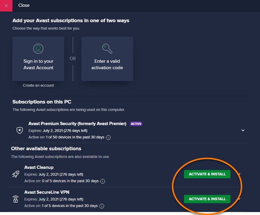 avast secureline vpn activation code list