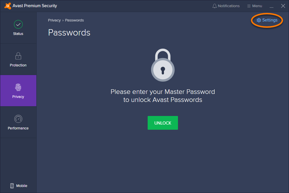 view avast passwords