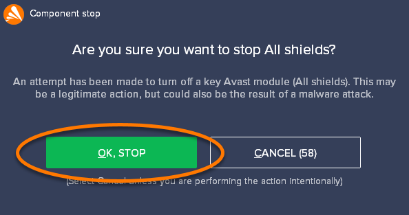 avast behavior shield keeps turning off