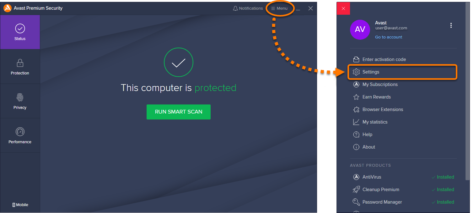 avast webshield is disabled and can not turn it back on
