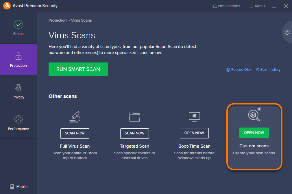 how to do a boot scan with avast