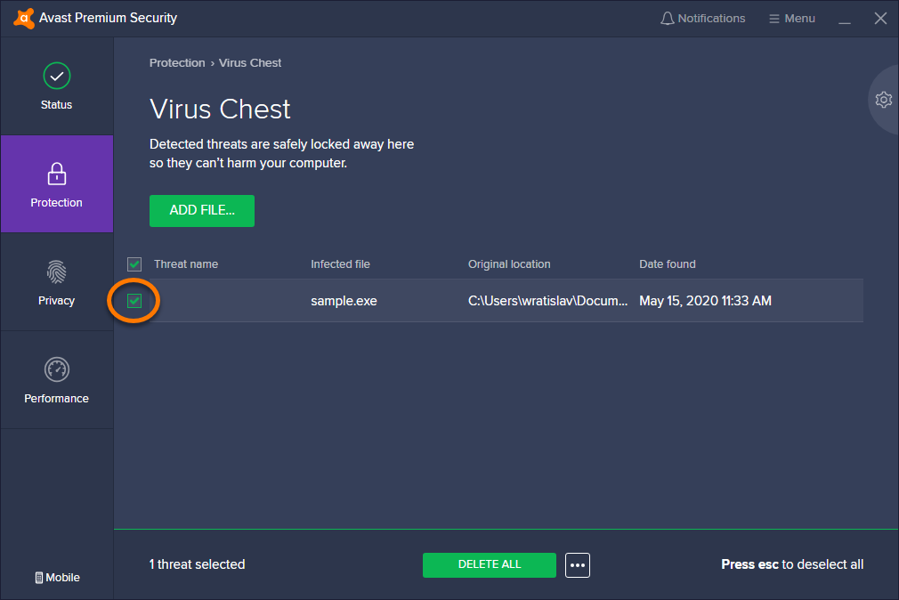 アバスト アンチウイルスでのウイルス チェストの使用 公式アバスト サポート