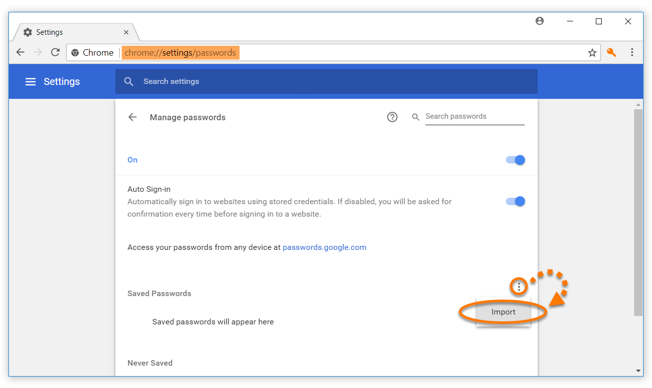 google chrome saved passwords file location