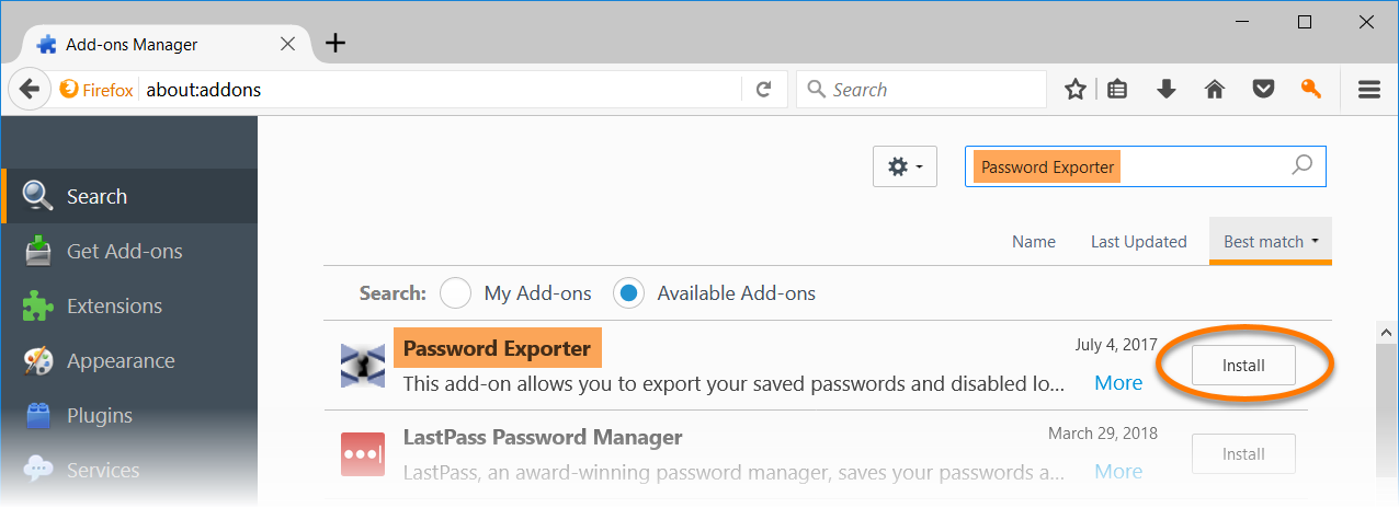 install avast passwords on firefox