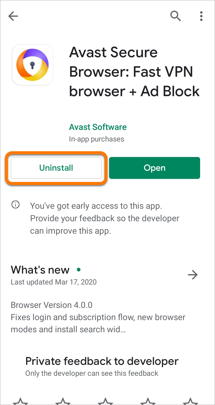 disable avast browser start page