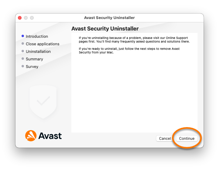 how to uninstall avast mac from top bar