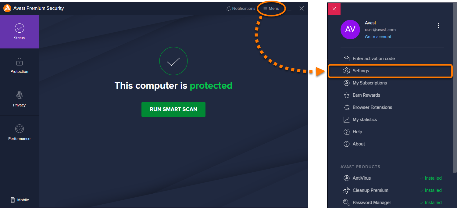 enable popups for certain websites in avast security for mac