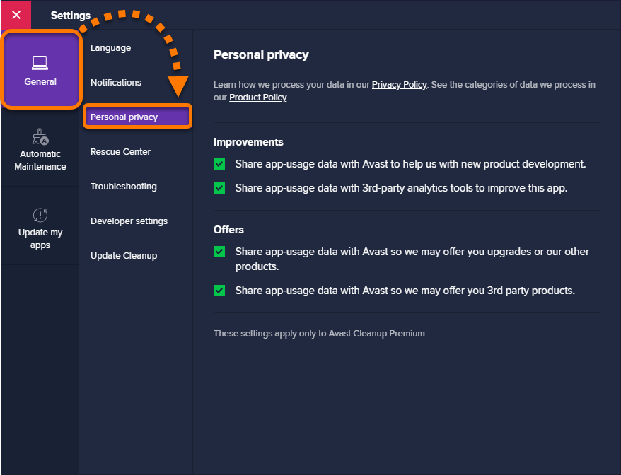 How to manage privacy settings in Avast products | Avast