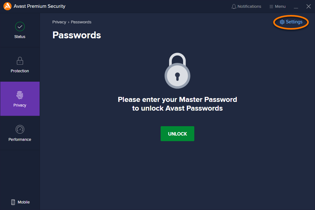 delete avast passwords