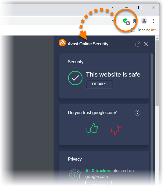 avast online security icon looks like adguard