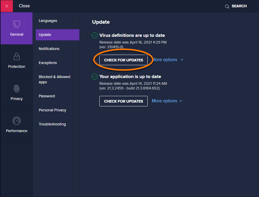 avast internet security not updating