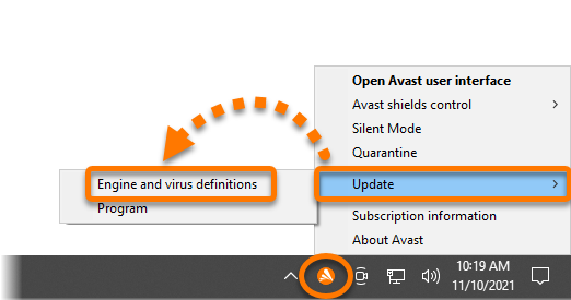avast antivirus and update