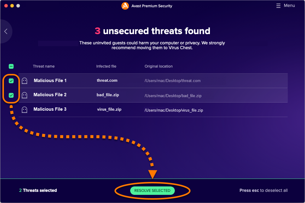 does avast for mac automatically delete viruses