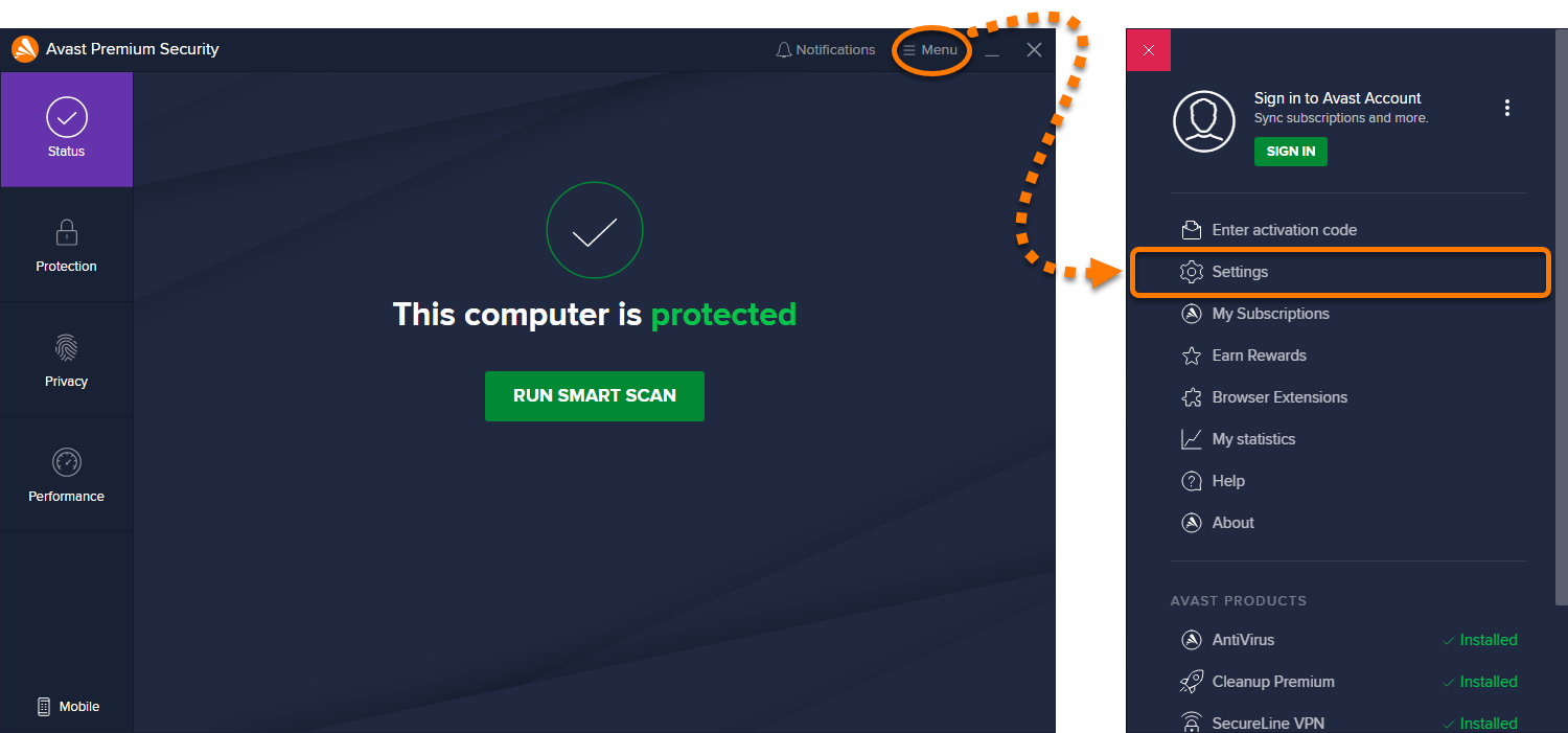 avast browser extension disappears