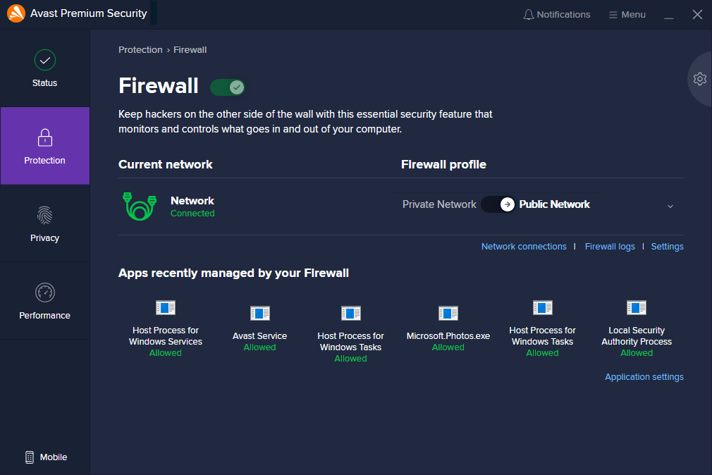 avast free antivirus firewall settings