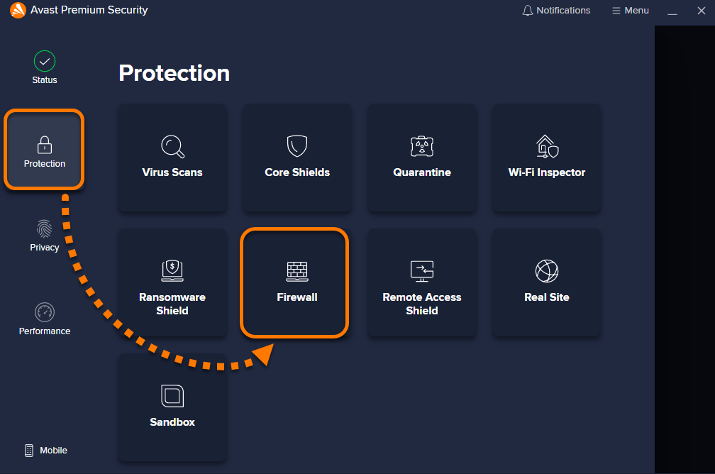 do avast firewall settings apply to all profiles