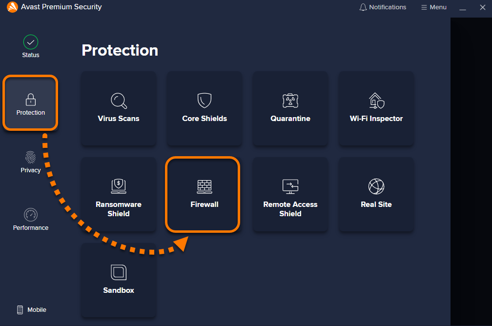 avast firewall settings add windows update